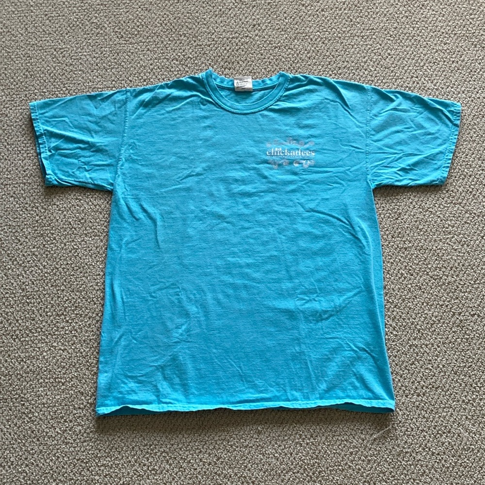 Comfort Colors Chickadees T-Shirt Light Blue Unisex Size Large Rush Chi Kappa